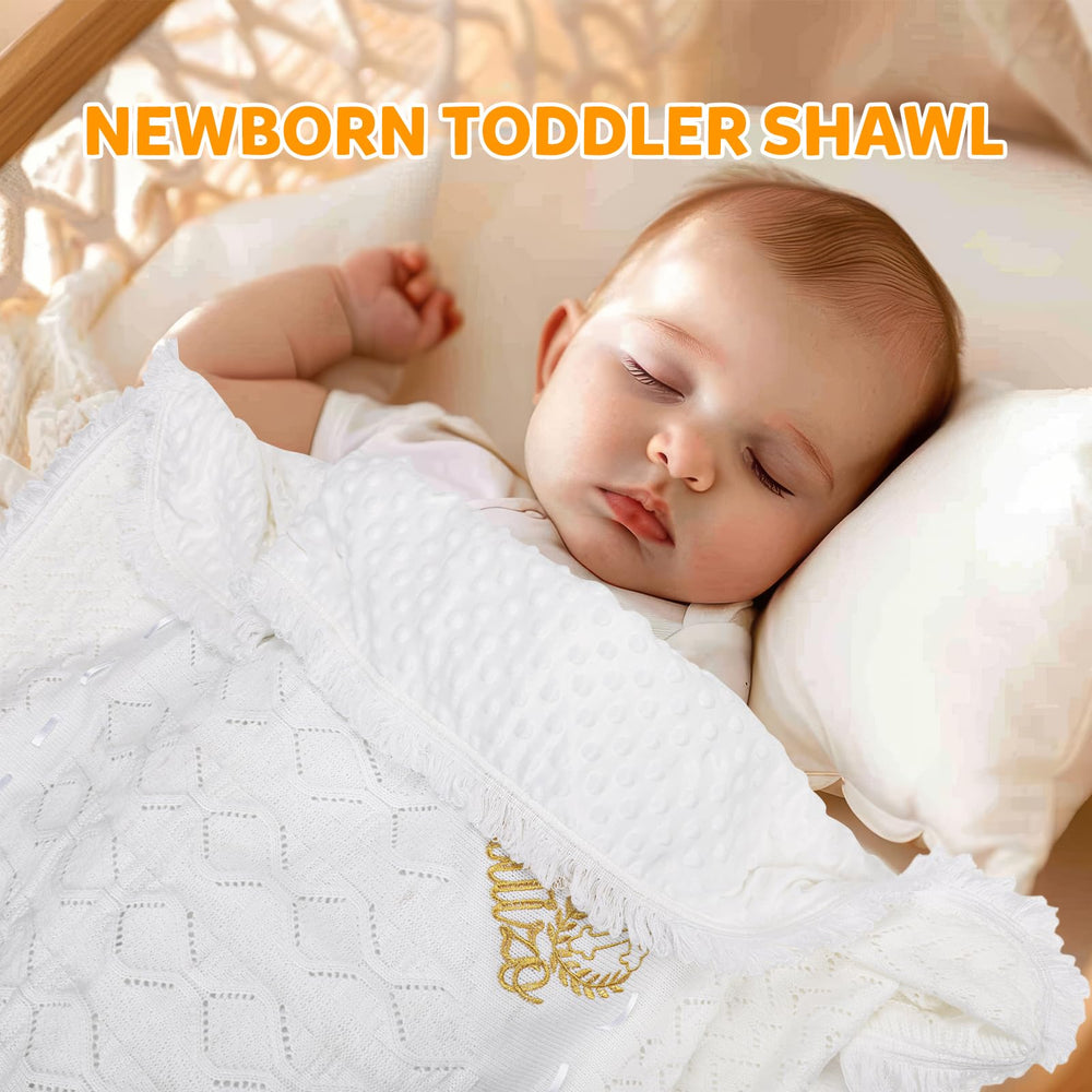 Cacooba christening shawl 35x39 unisex for stroller or crib use