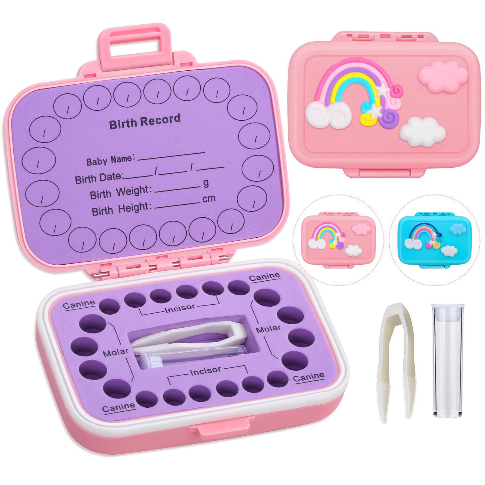 Caffox pink tooth holders for kids box keeps teeth organized