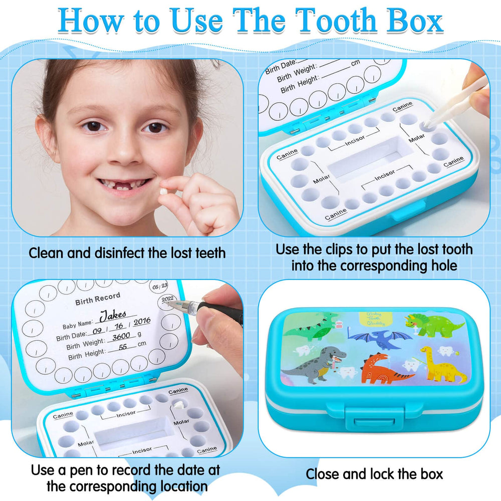 Caffox tooth inner lid date-dial helps record the tooth loss timeline.
