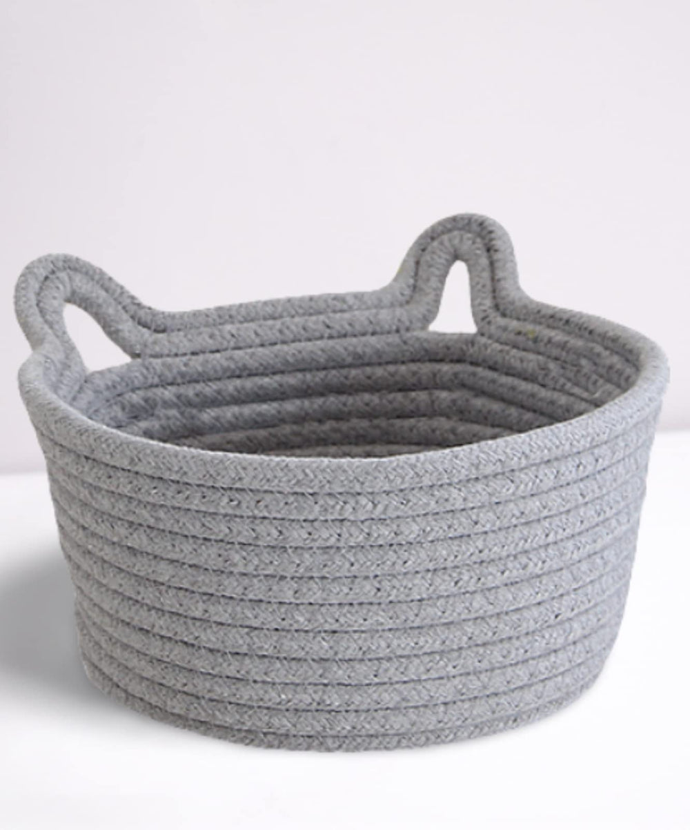 Cafshion small cat ears toy organizer basket with soft cotton rope for baby toy storage
