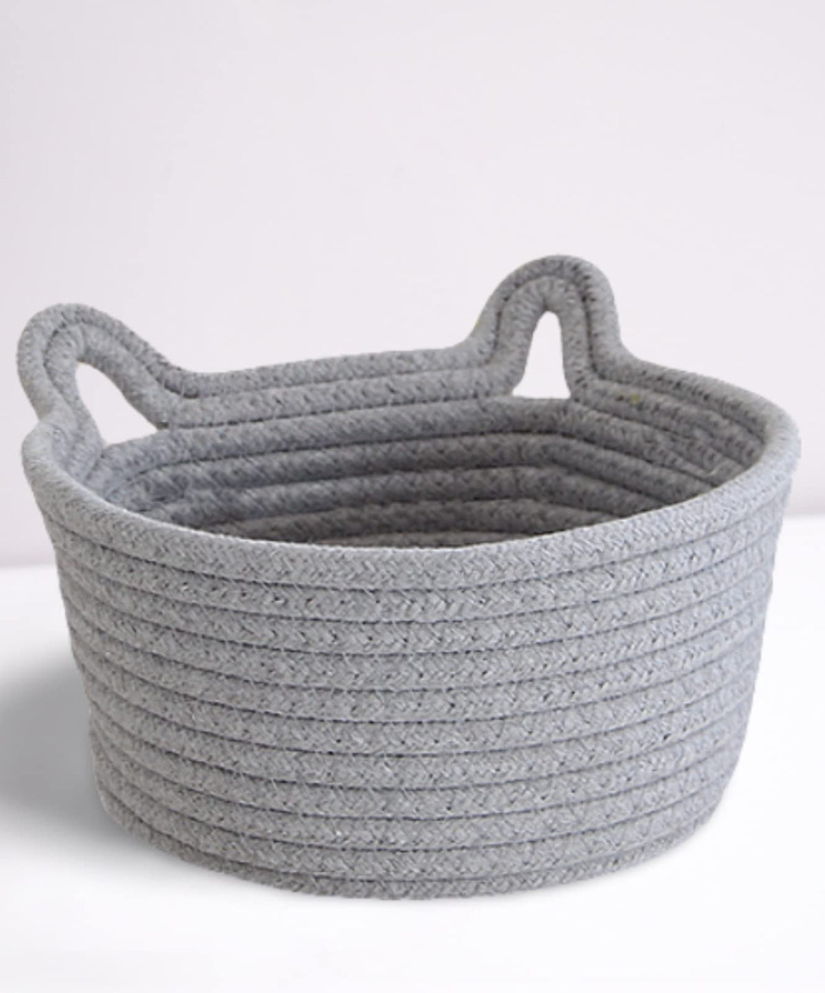 Cafshion small cat ears toy organizer basket with soft cotton rope for baby toy storage