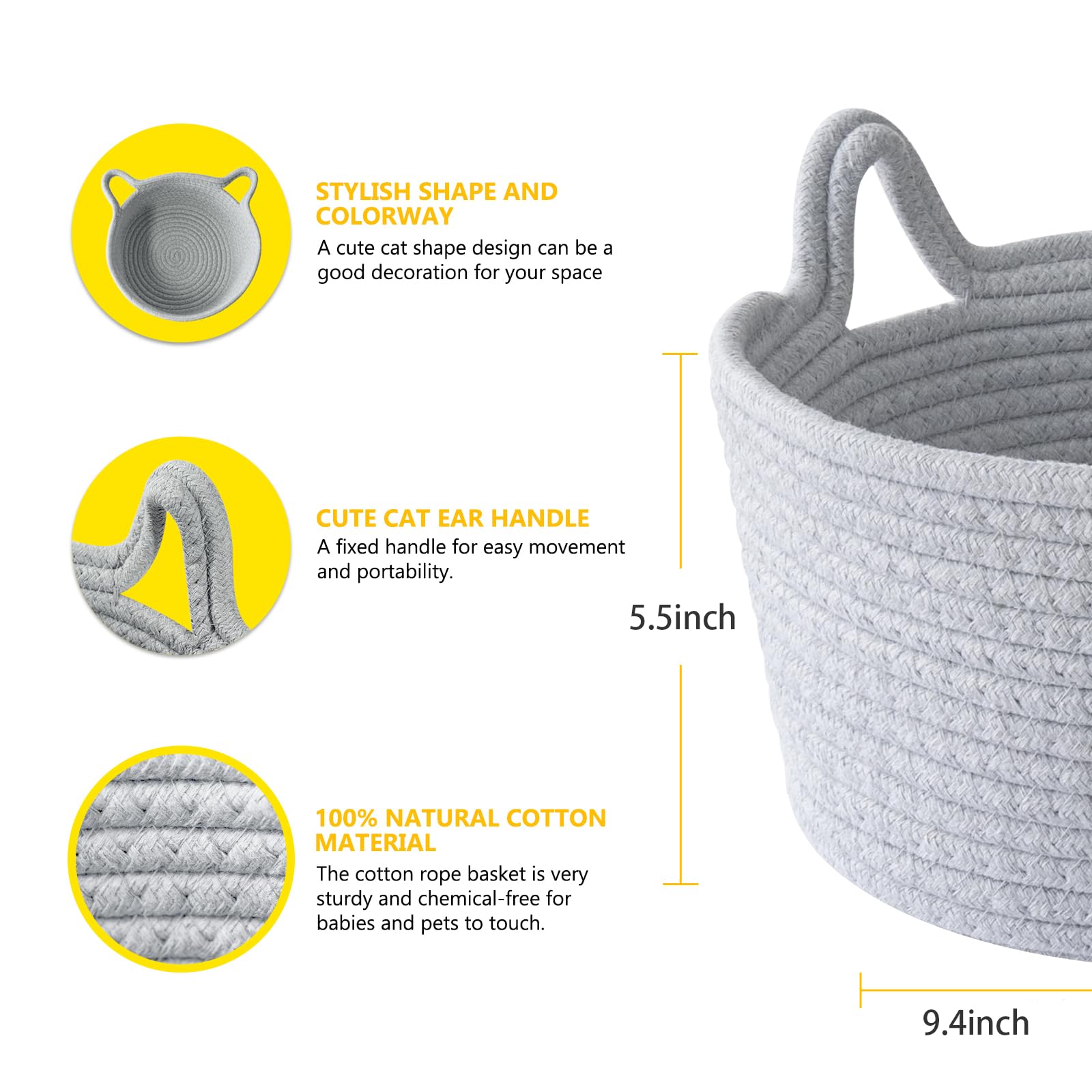 Cafshion woven cotton rope basket close-up showing durable texture for home organizing