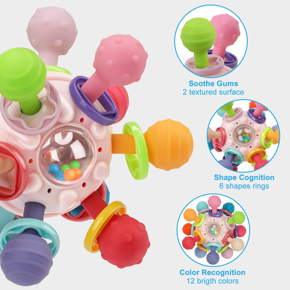 CAHILON twisting ball teether offers tactile stimulation for babies.