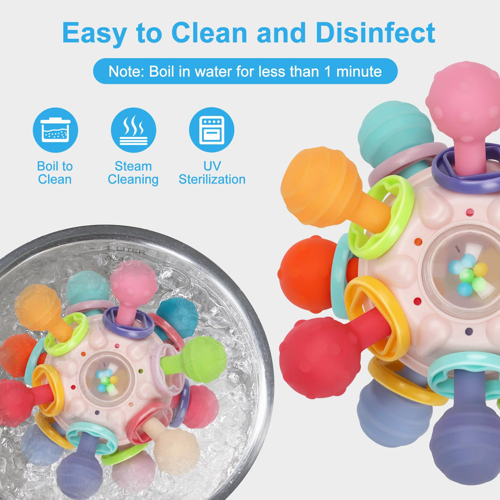 CAHILON soft silicone and premium ABS teether, easy to sterilize.