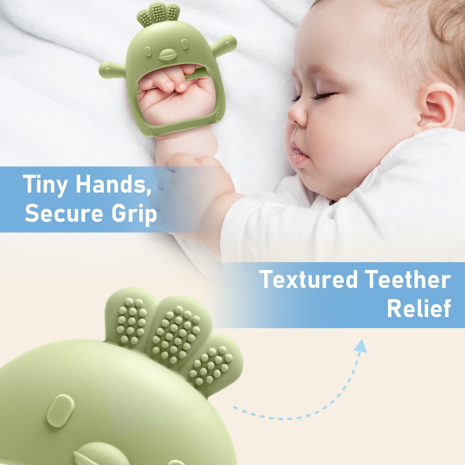 CAHILON teether set features bright colors and gentle rattle sounds