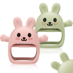 CAHILON bunny teether mitten pack 01 with soft silicone teether for soothing gums
