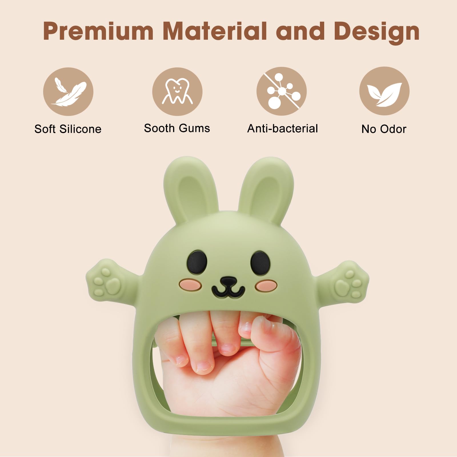 CAHILON bunny teether mitten pack 02 designed for secure grip on tiny hands