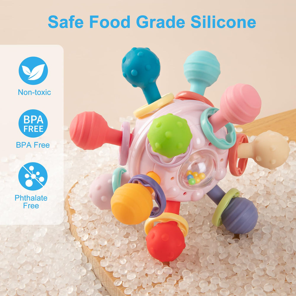 CAHILON Montessori-inspired teether, compact design for on-the-go parents.