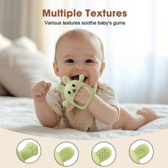 CAHILON silicone baby teether bunny closeup shows gentle textures