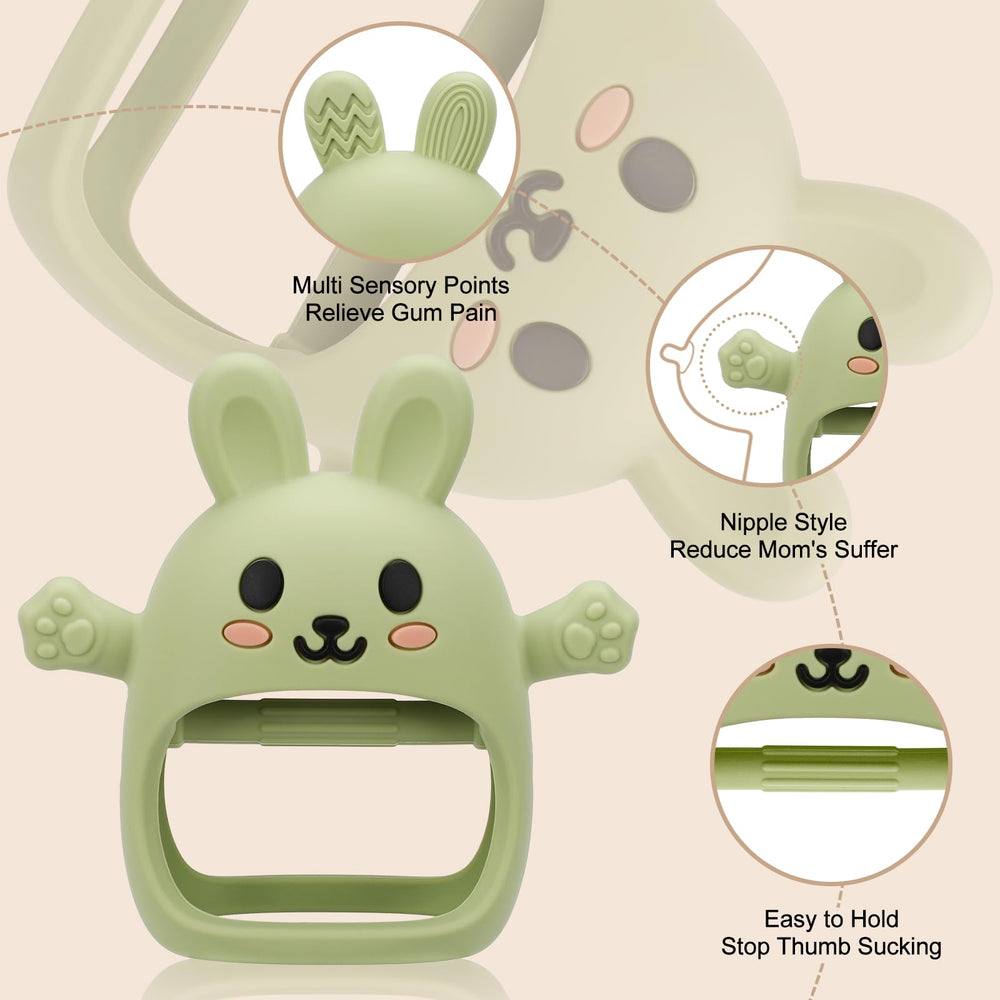 CAHILON soft silicone teether textures highlight three chew options for sensory play.