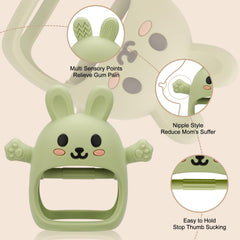 CAHILON soft silicone teether textures highlight three chew options for sensory play.