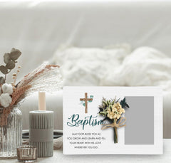 CAIFZ Baptism frame 4x6 insert protects your cherished photo.