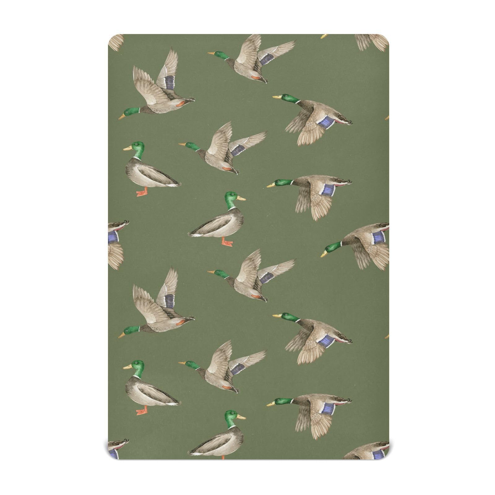 Caihoyu Birds and Ducks green background crib sheet provides a cozy, breathable surface for naps.