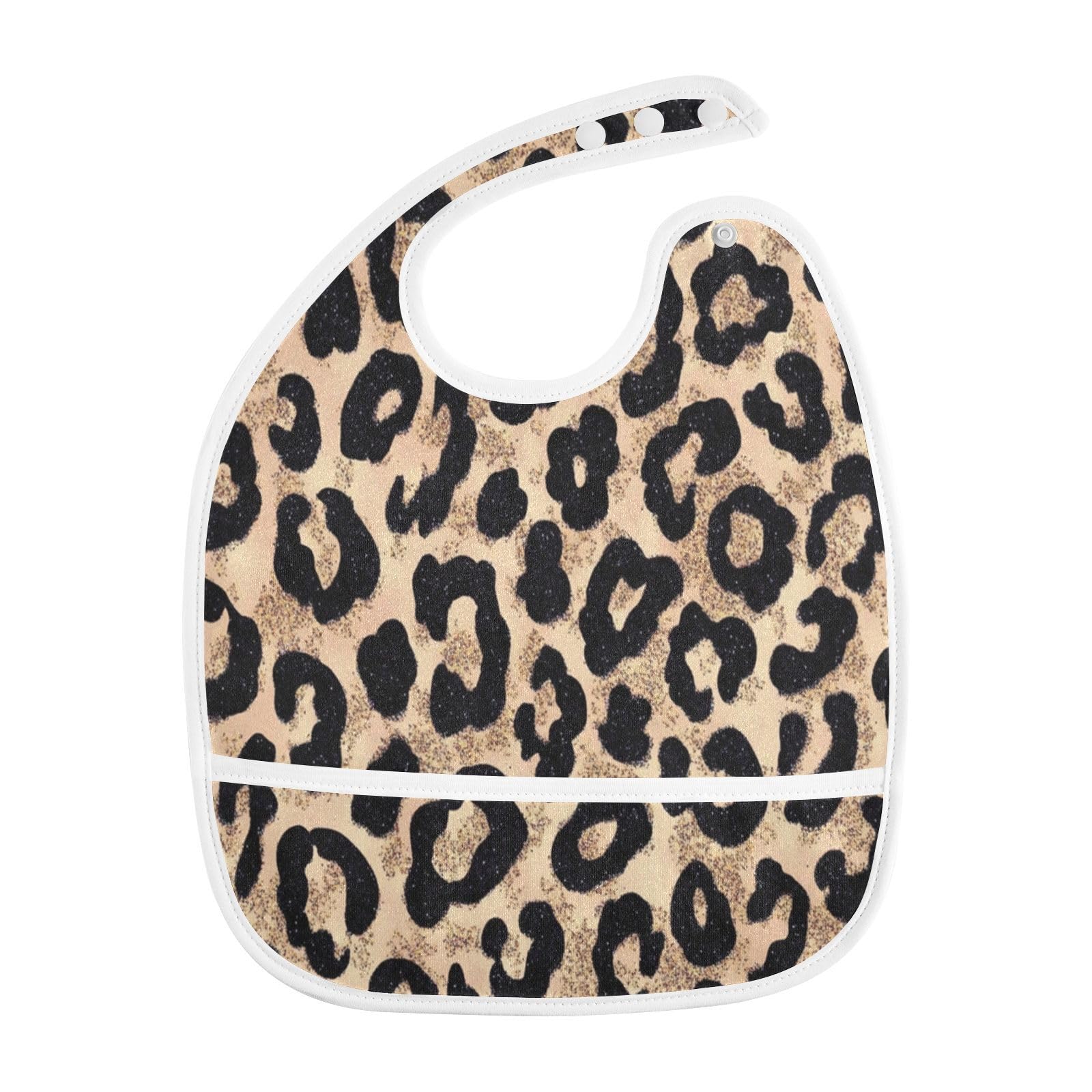Caikeny baby bib shows back shoulder snaps for secure on-off during feeding.