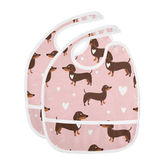 Caikeny baby bib with dachshund hearts pattern for mess-free meals.