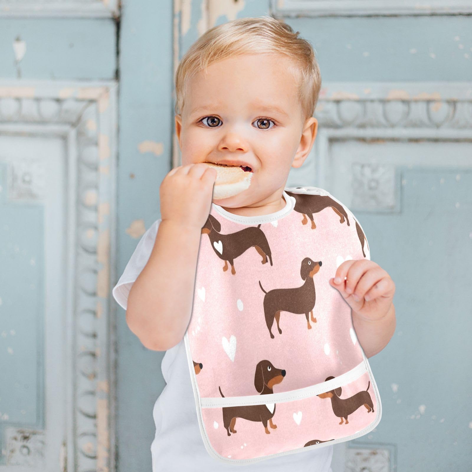 Caikeny bib includes TPU waterproof middle layer to stay dry.