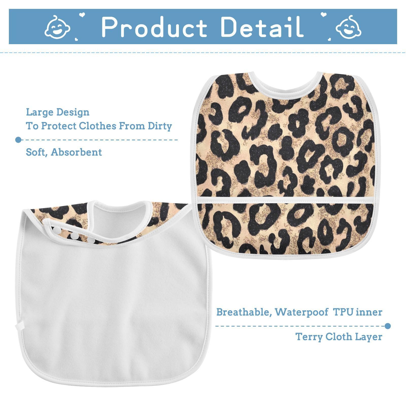 Caikeny bib features a TPU waterproof middle layer to stay dry during meals.