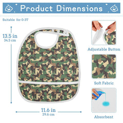 Caikeny bib features terry back for sensitive skin comfort.
