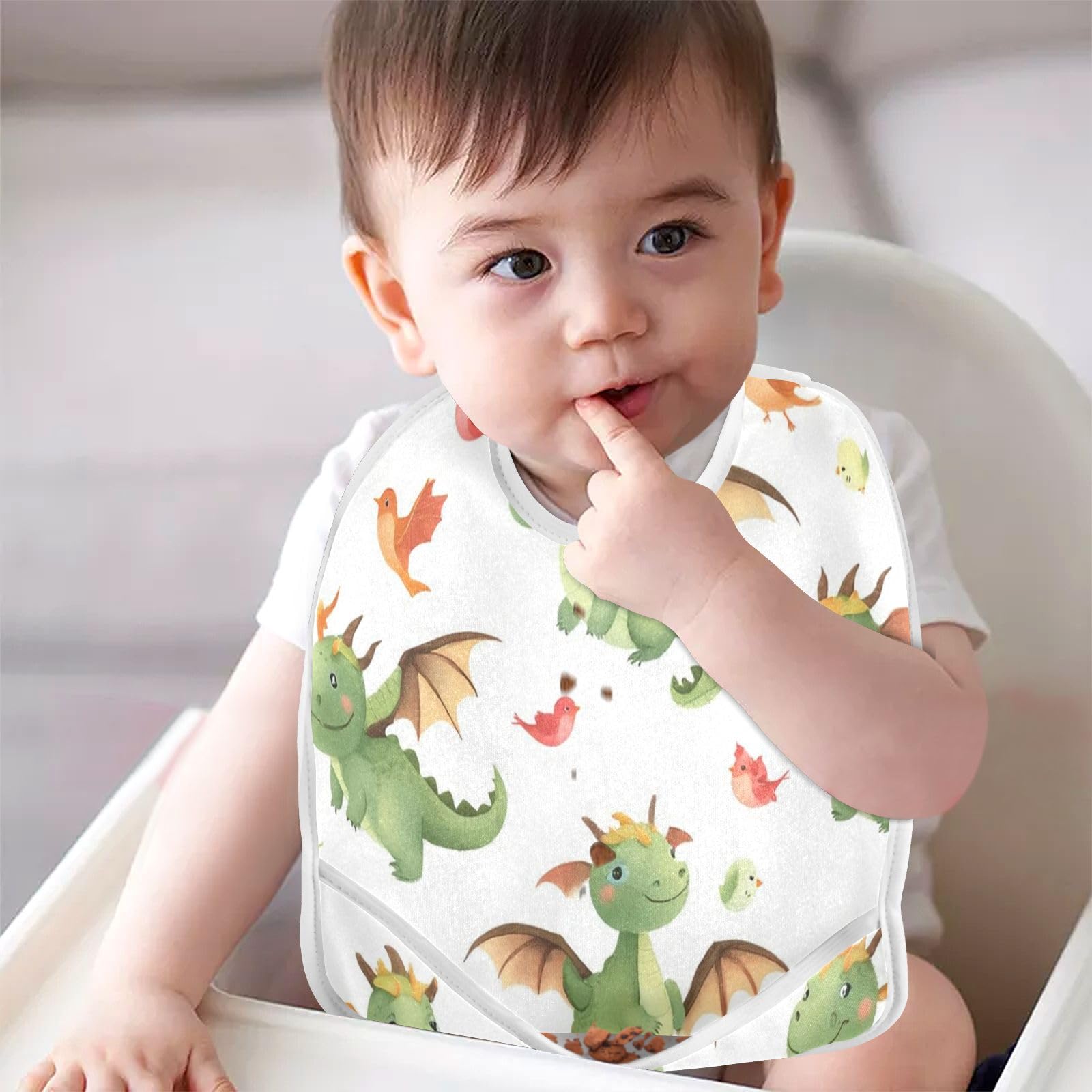 Caikeny dinosaur pattern bibs ideal for boys and girls.