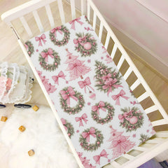 Caikeny pink bow pattern crib sheet adds cute detail and comfort
