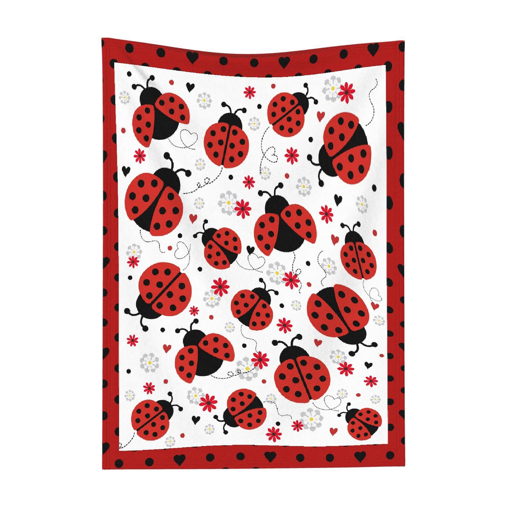Caimizogojocrz Ladybug Baby Blanket closeup fleece highlights soft texture and warmth