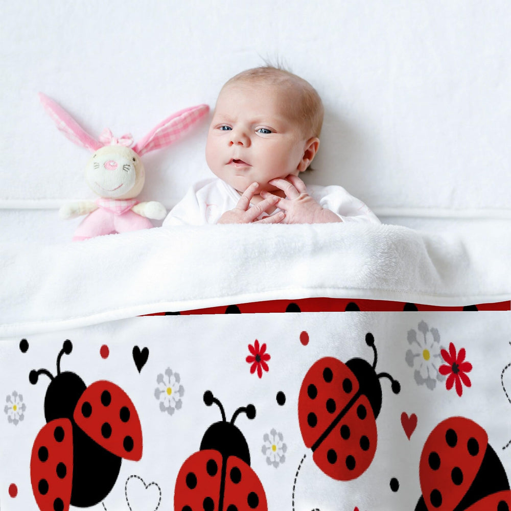Caimizogojocrz Ladybug Baby Blanket draped decorates any room