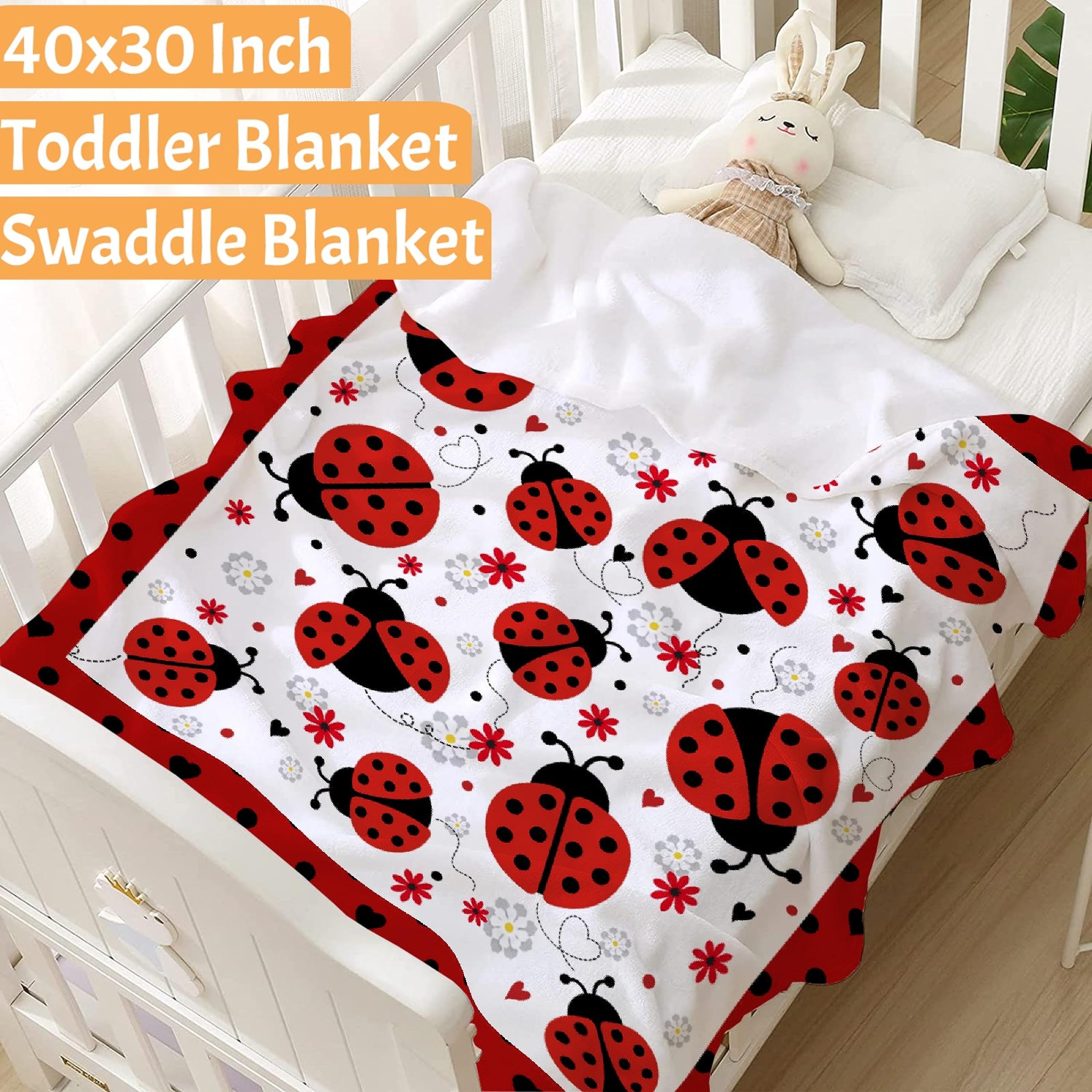 Caimizogojocrz Ladybug Baby Blanket in crib emphasizes cozy nap-time warmth