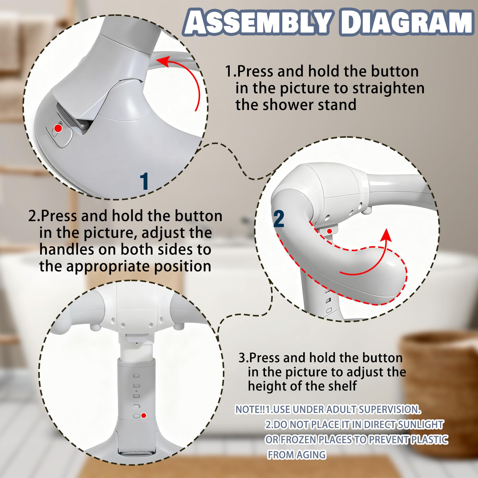 Drainage holes prevent water buildup for a cleaner bath area.