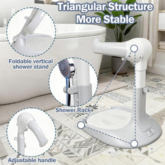 Reinforced triangular safety structure adds stability during bath time.