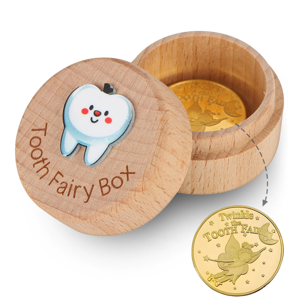 Caiumai Lost Teeth Box wooden keepsake for safe baby teeth storage