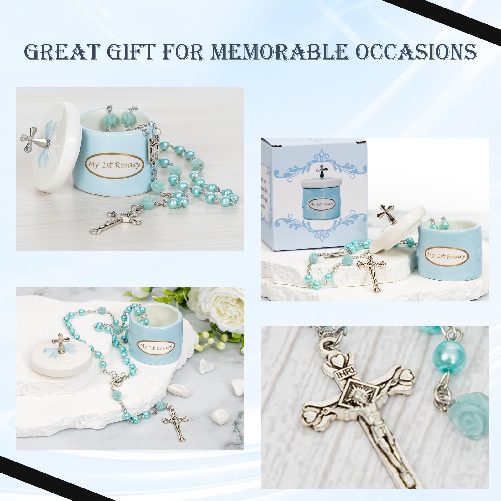 CalabasasMade My First Blue Rosary and Keepsake Box: baptism décor for holy celebrations