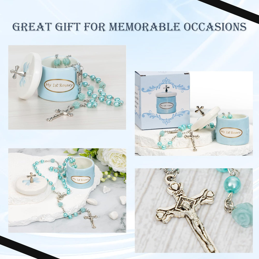CalabasasMade My First Blue Rosary and Keepsake Box: baptism décor for holy celebrations