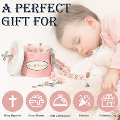 CalabasasMade my first rosary pink beads ideal keepsake for newborn baptism.