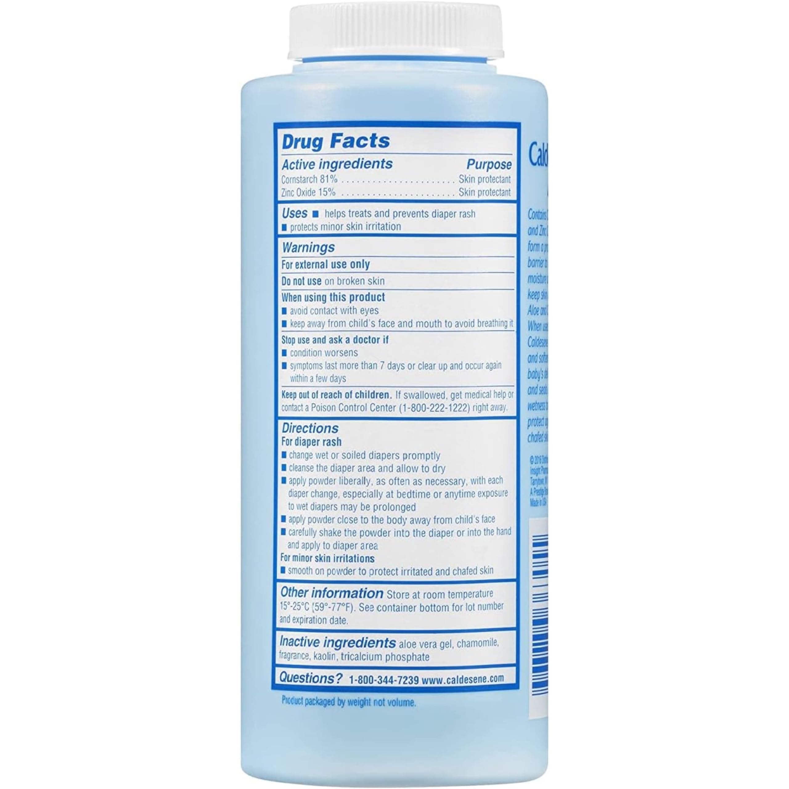 Caldesene is free from dyes, parabens, and preservatives for sensitive skin.