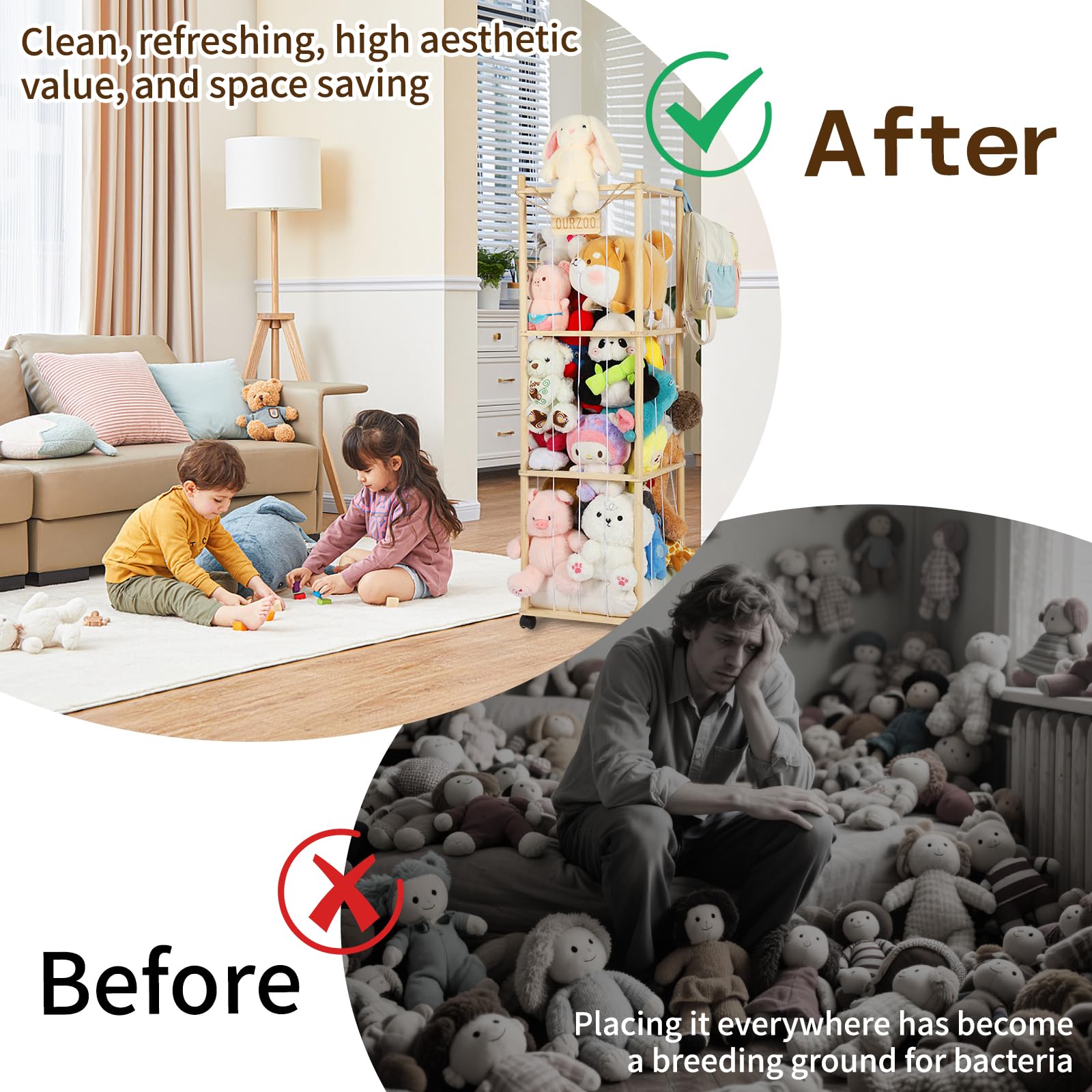 Caleb smooth-edge wood construction prioritizes child safety.