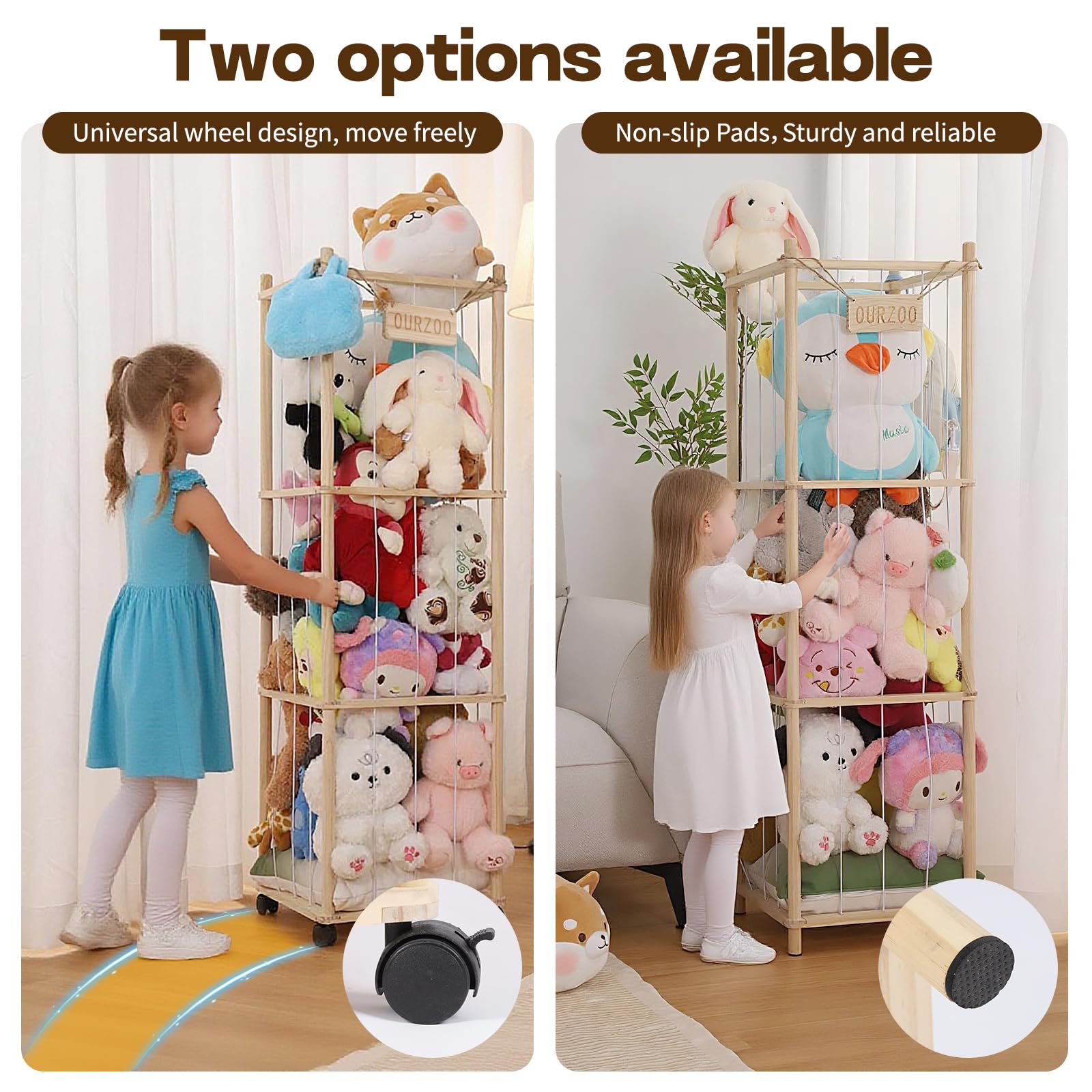 Caleb vertical plush tower with display sign enhances room decor.