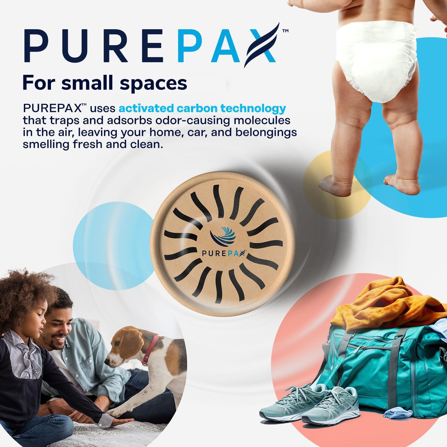 CalgonCarbon PurePax diaper pail odor absorber neutralizes diaper smells.
