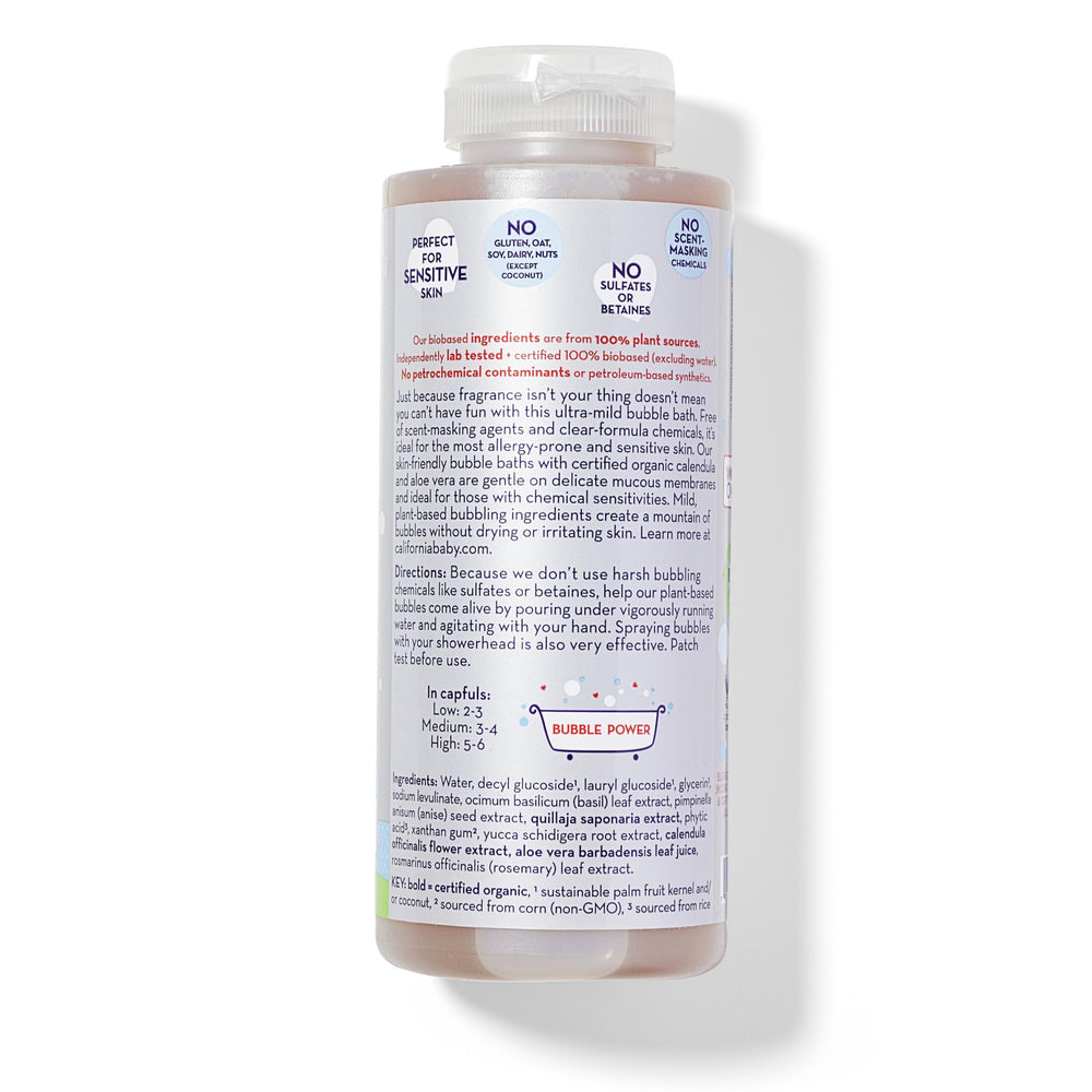 California Baby bubble wand inside bottle adds playful bath time fun.