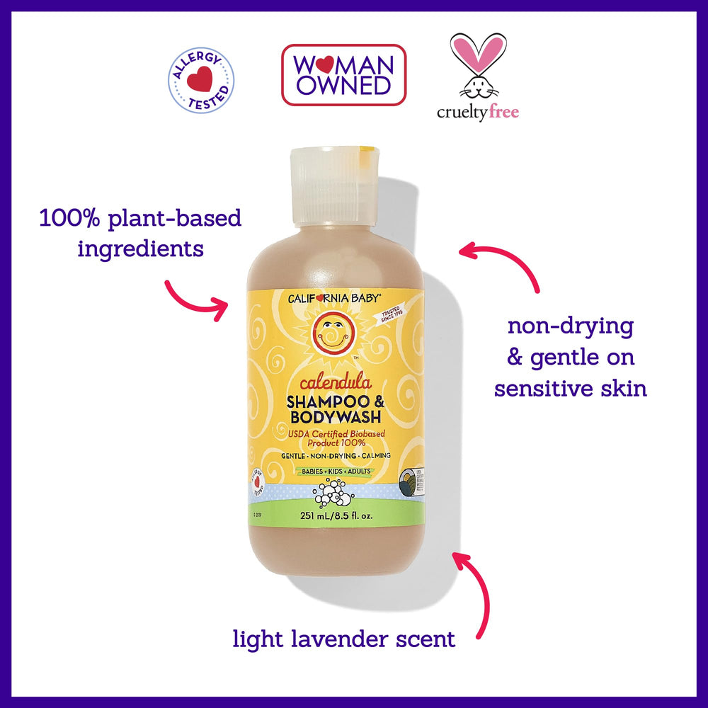 California Baby Calendula body wash pump for easy, gentle bath use.
