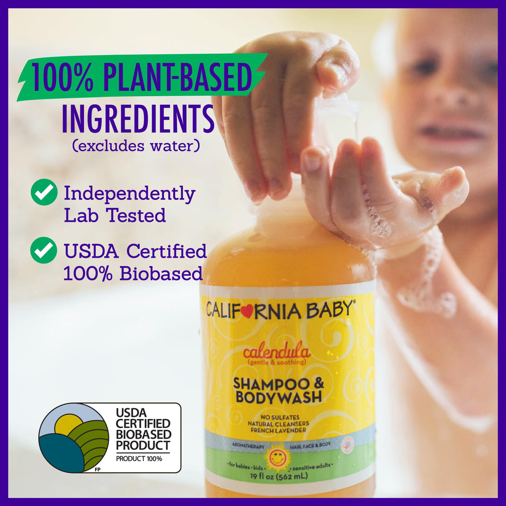 Hypoallergenic icon for California Baby Calendula wash indicates allergy testing.