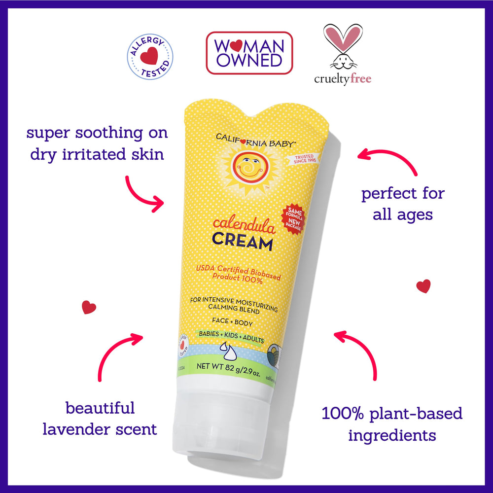 California Baby Calendula Cream applied to dry skin for hydration