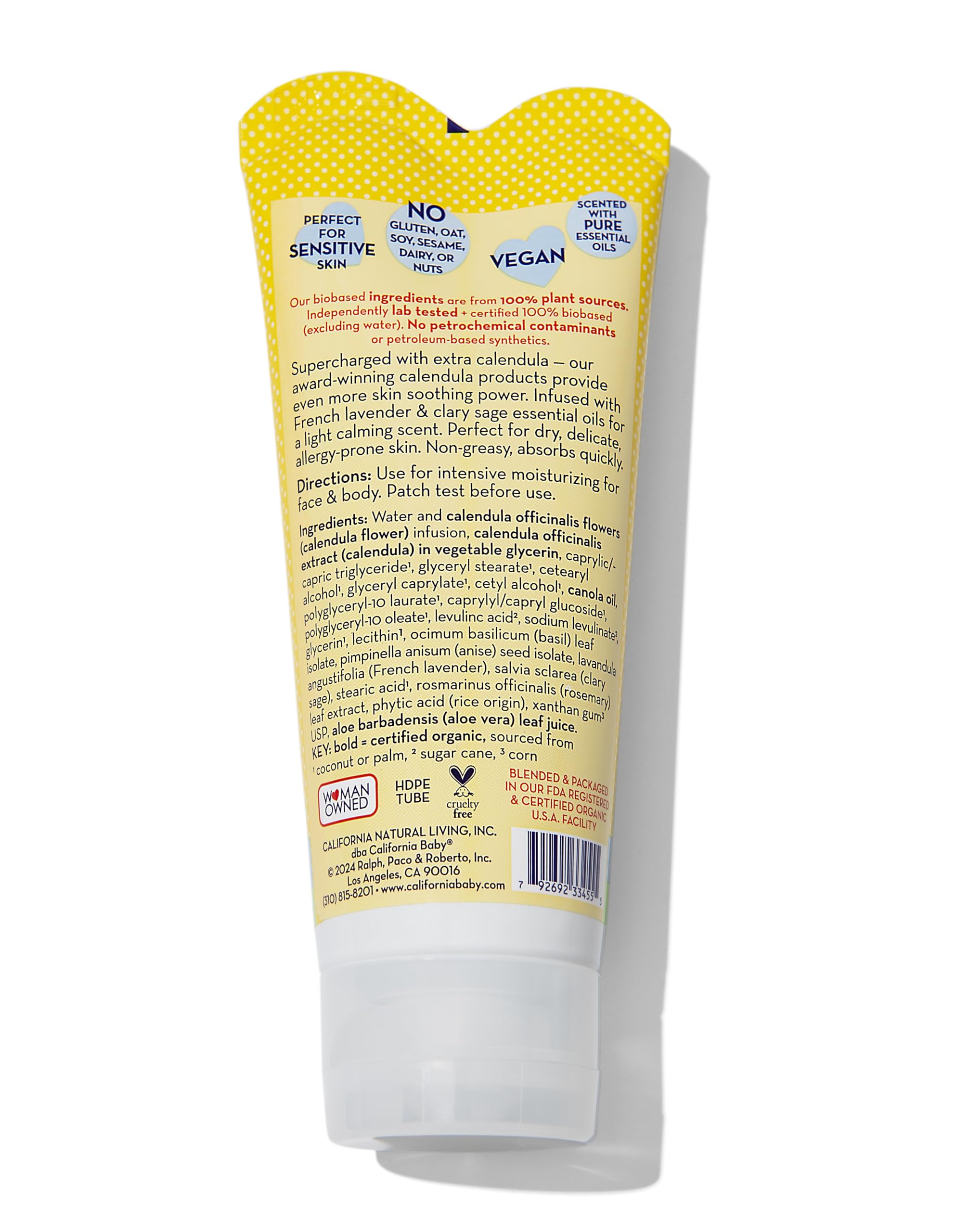 California Baby Calendula Cream lavender scent from natural essential oils