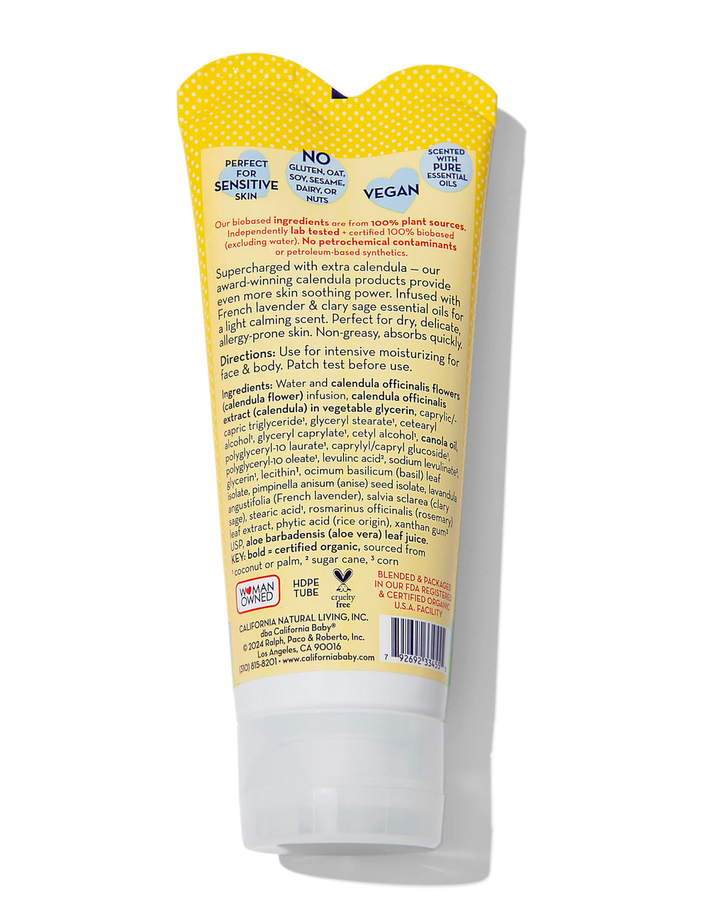 California Baby Calendula Cream lavender scent from natural essential oils