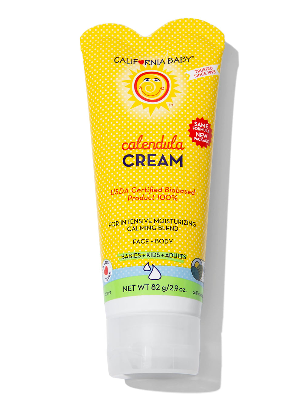 California Baby Calendula Cream packaging in a recyclable tube for easy dispensing