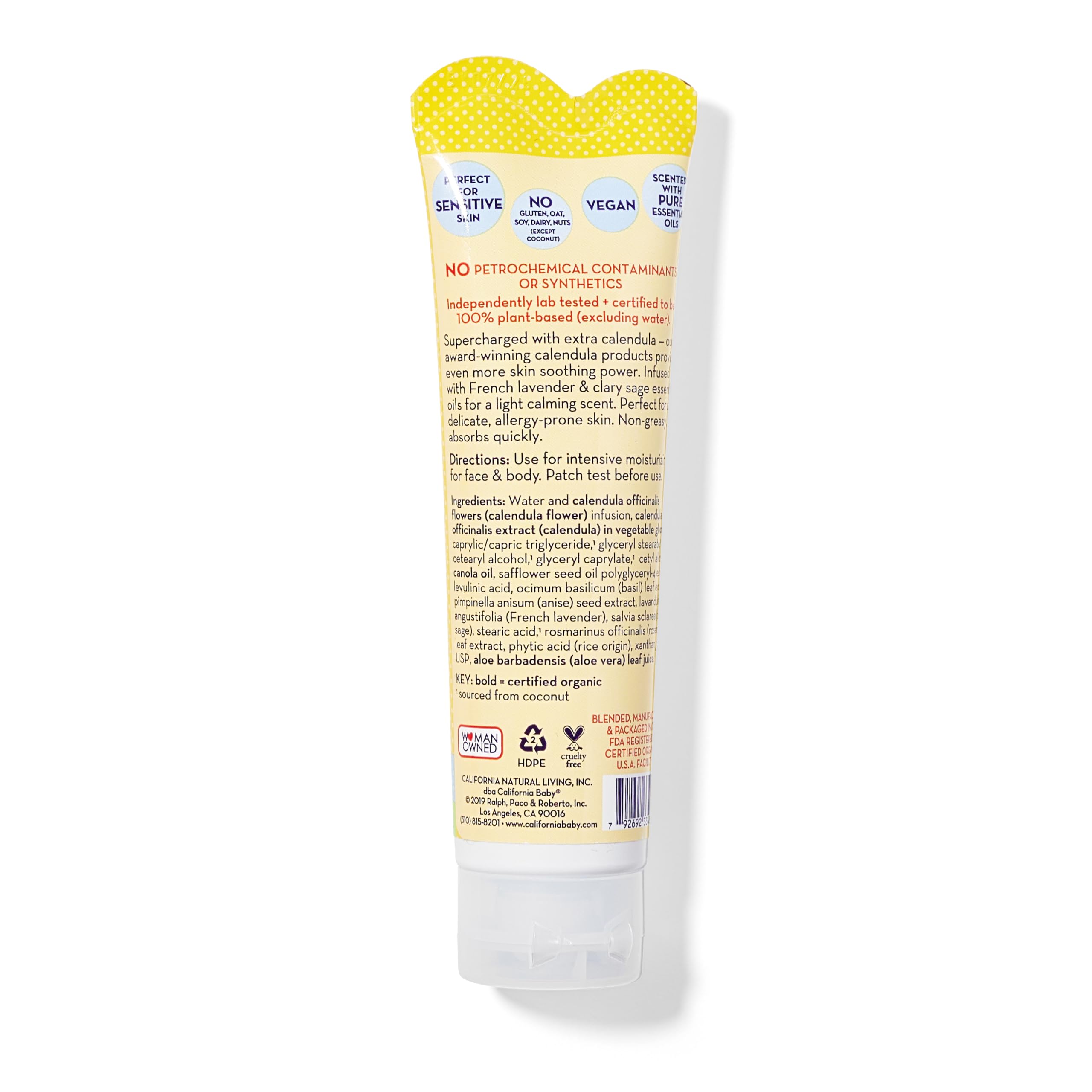 California Baby Calendula Cream on skin demonstrates easy daily hydration.