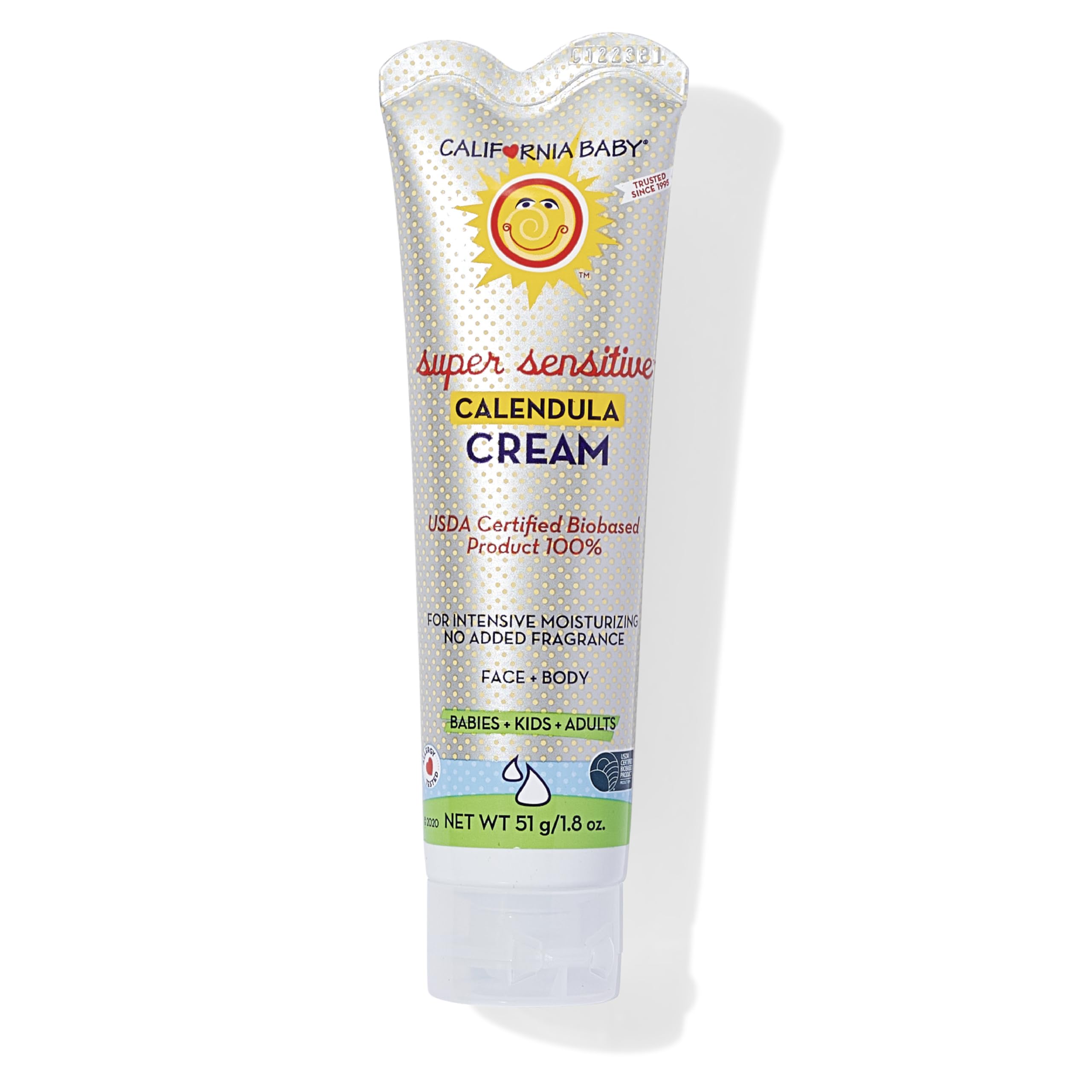 California Baby Calendula Cream Unscented bottle; fragrance-free daily moisturizer for sensitive skin.