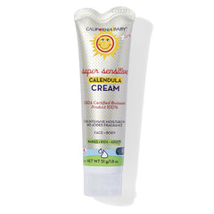 California Baby Calendula Cream Unscented bottle; fragrance-free daily moisturizer for sensitive skin.