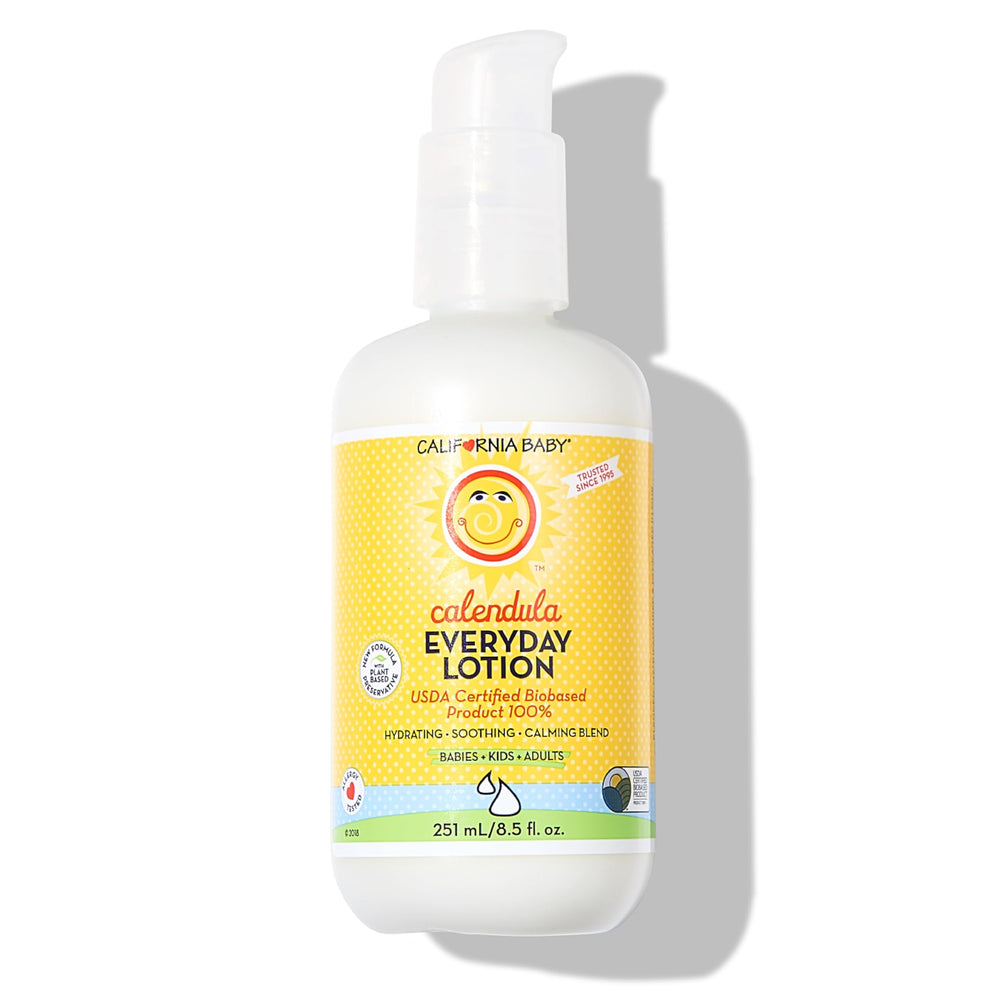 California Baby Calendula Lotion bottle provides gentle daily moisturization.