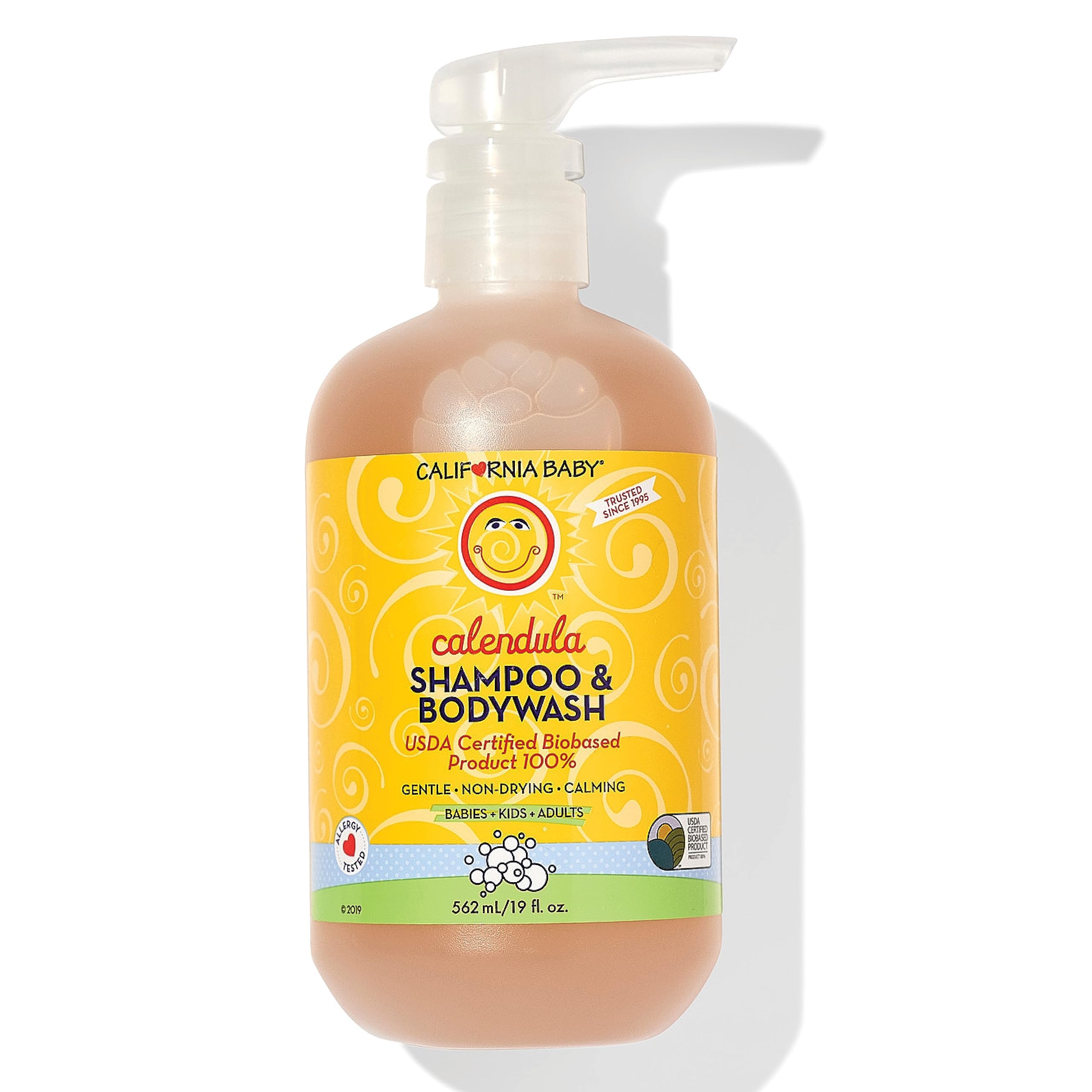 California Baby Calendula Shampoo & Body Wash bottle with lavender scent for sensitive skin