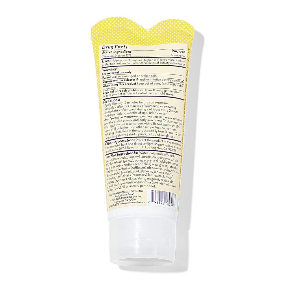 California Baby Calendula SPF30 label closeup highlighting reef-safe mineral protection